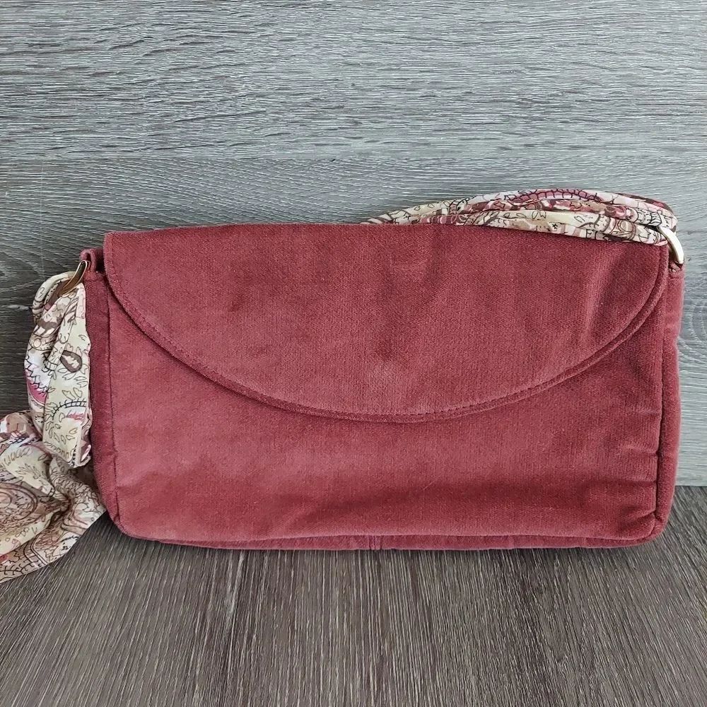 Victoria's Secret Burgundy Velvet Scarf Handle Purse